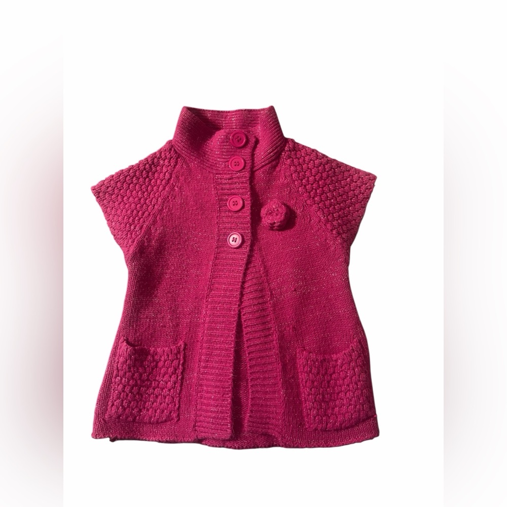 Pink Angel Girls L(6X) Soft Short Sleeve Button Cardigan Sweater